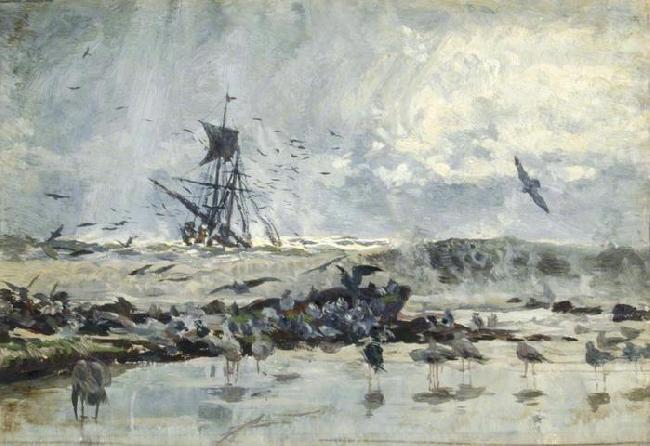 William Lionel Wyllie A Ship and Seabirds near the Coast china oil painting image